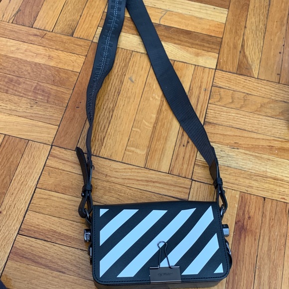 Off-White Handbags - Off-White Black and White Diagonal Stripe Crossbody Bag
